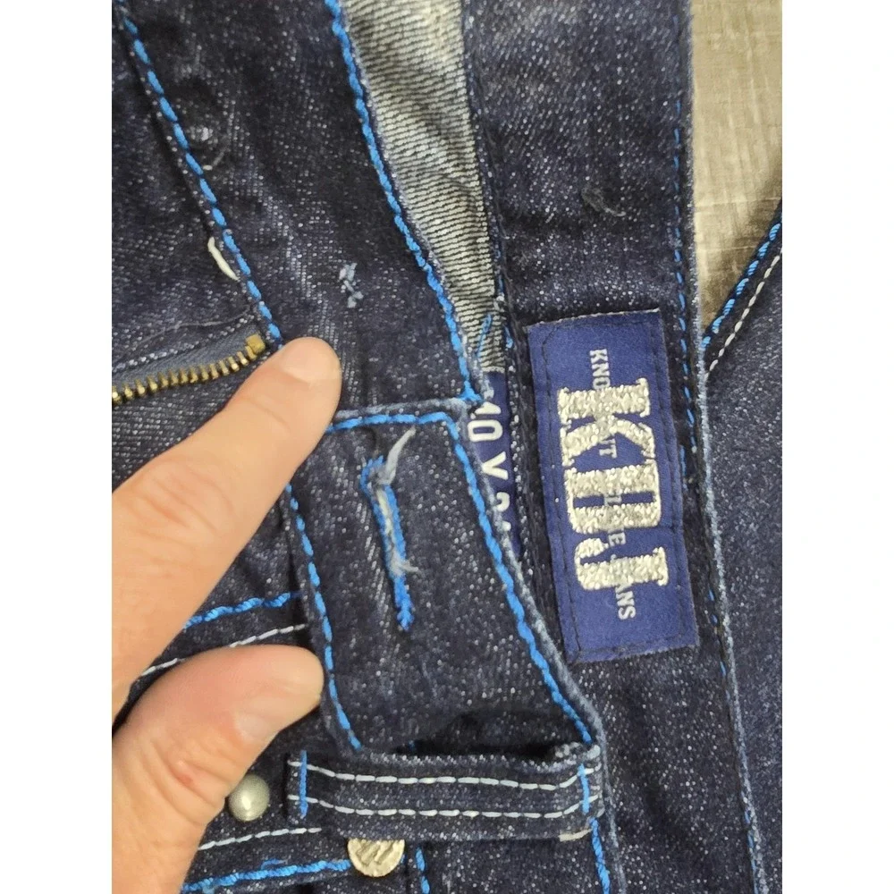KDJ Knockout Deluxe Jeans Mens 40x34 Dark Wash Studded Embroidered Fleur De Lis